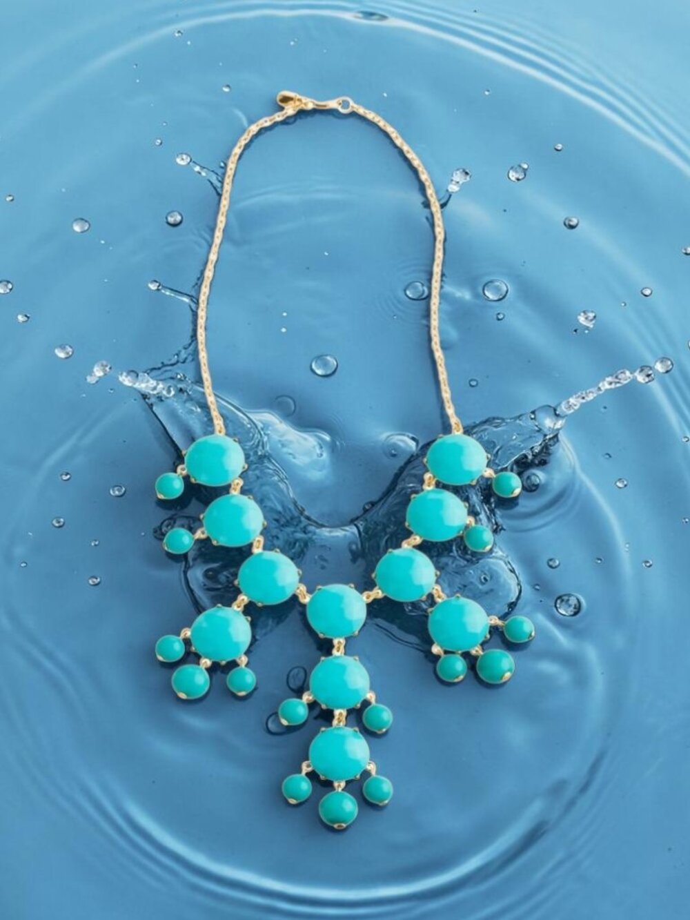 J.Crew Chunky Turquoise Jade Green Bubble Statement Bib Necklace NEW
